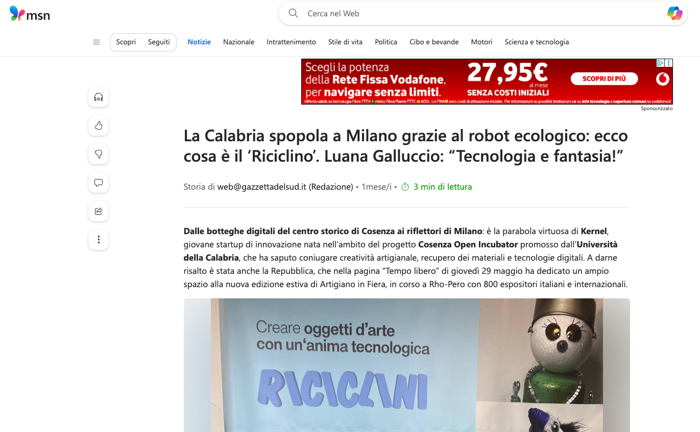 La Calabria spopola a Milano grazie al robot ecologico: ecco cosa è il ‘Riciclino’. Luana Galluccio: “Tecnologia e fantasia!”